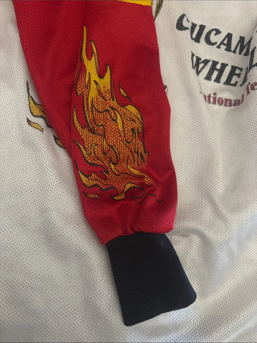 Old School BMX Cucamonga Wheels National Team Racing Jersey White, Red & Yellow